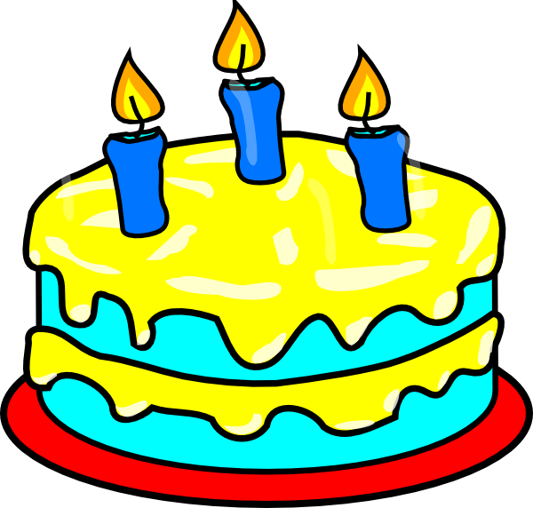 Yellow Three Candle Cake Clip Art at Clker 