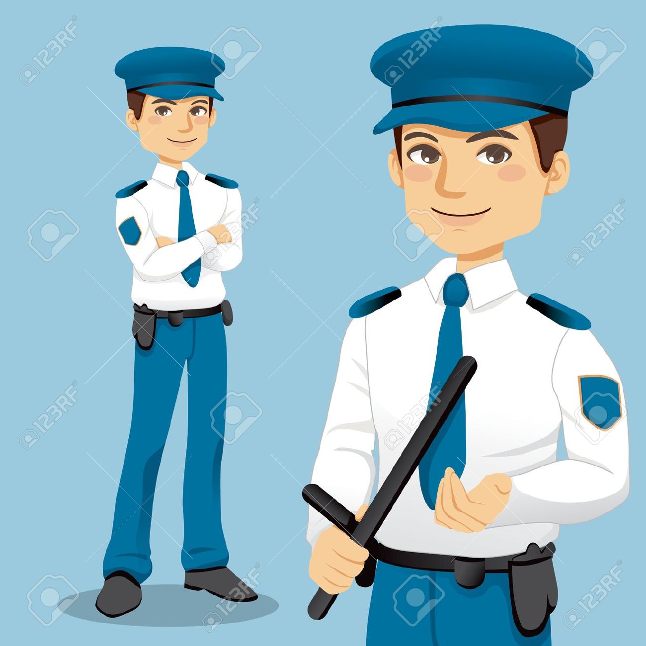 Vector Security Guard Cartoon Clip Art Library