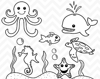 Free Ocean Animals Clipart Black And White, Download Free Ocean Animals  Clipart Black And White png images, Free ClipArts on Clipart Library