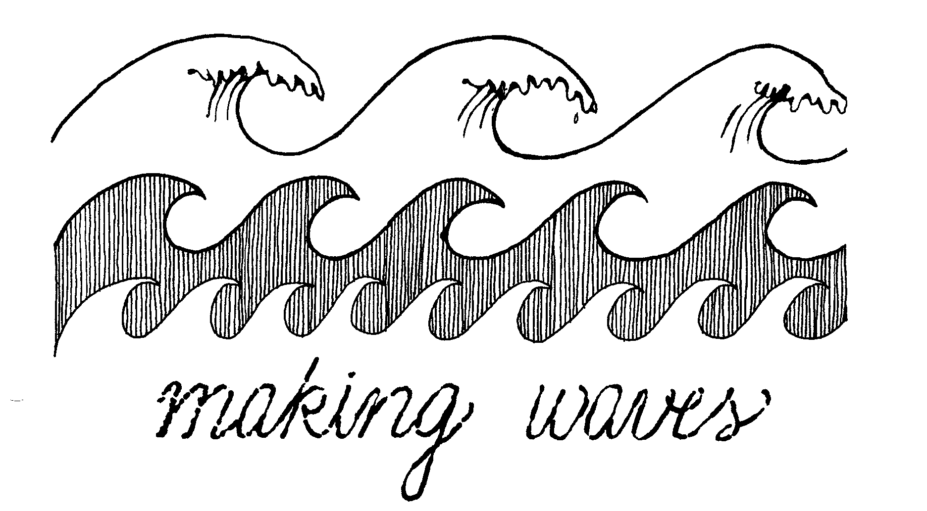 Ocean waves black and white clipart 