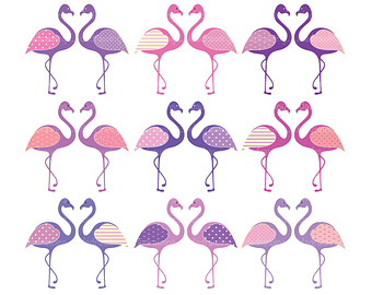 Pink flamingo clipart a pair of pink birds digital clip art 