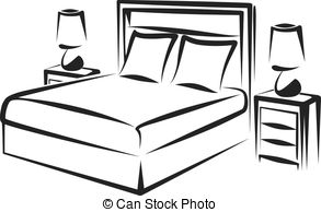 Bed black and white clipart 