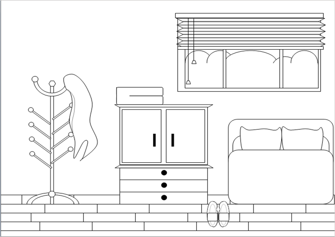 cartoon room black and white bedroom - Clip Art Library