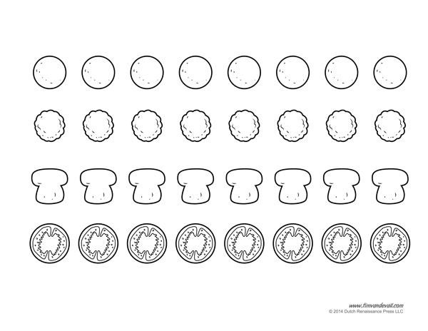 Pizza Toppings Clipart Black And White 