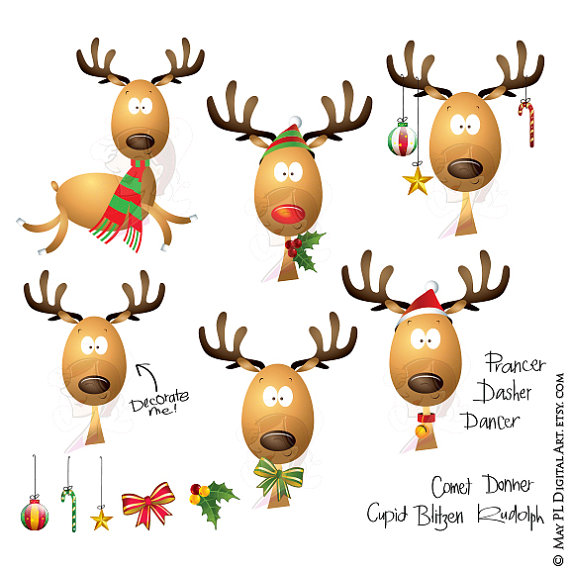 Christmas Clipart Reindeer Scrapbook Teacher by MayPLDigitalArt 