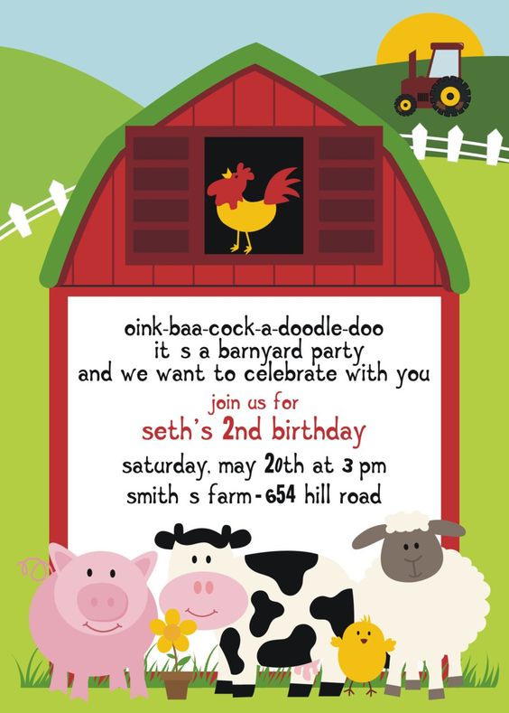 farm kids birthday invitation - Clip Art Library