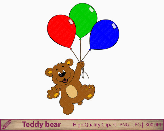 Bear balloons clipart cute teddy bear clip art by PiXXartPictures 