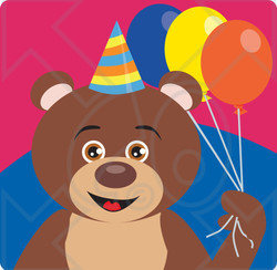 Clipart Illustration of a Brown Male Birthday Teddy Bear Holding 