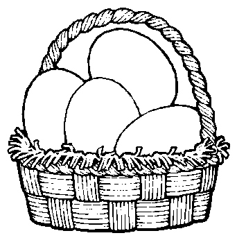 Easter Basket Black And White Clipart 