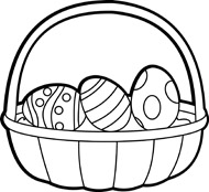 Easter Basket Black And White Clipart 