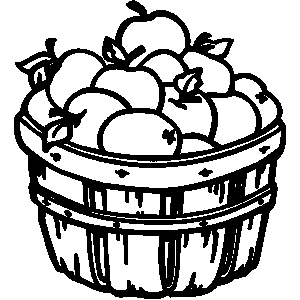 Apple basket black and white clipart 
