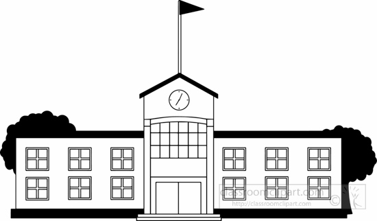 School building clipart black and white free 