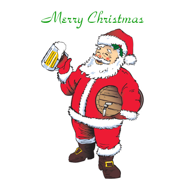 Santa Drinking Beer Clipart 