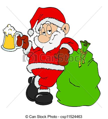 Santa beer clipart 