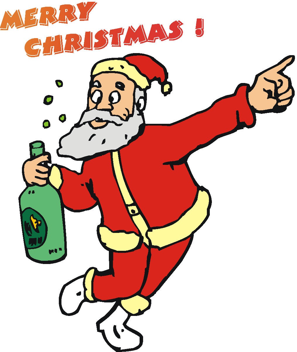 Santa Drinking Beer Clipart 