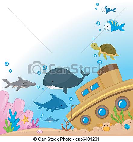 World under the sea clipart 