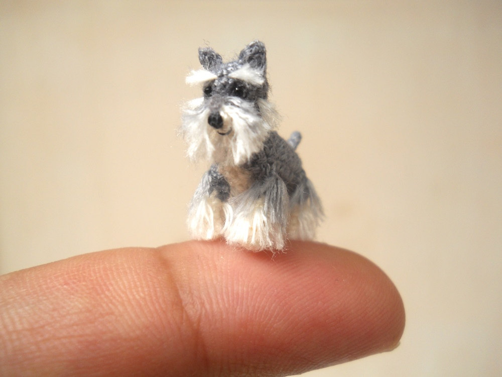 Miniature Schnauzer Micro amigurumi Tiny Crochet Dog by SuAmi 