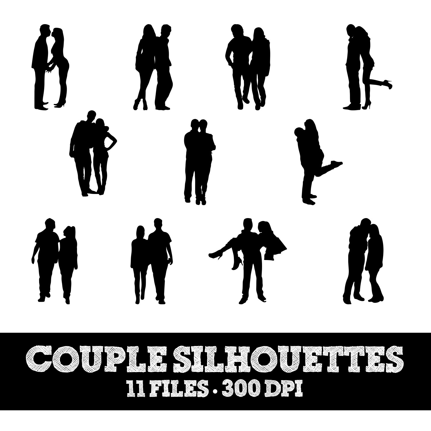 Husband  Wife Silhouettes // Couple Silhouette // Love Clipart 
