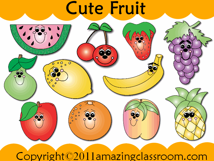 Cute fruits clipart 