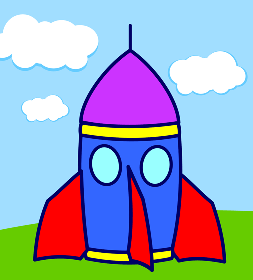 Blue Cartoon Rocket 