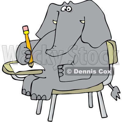 Elephant writing clipart 