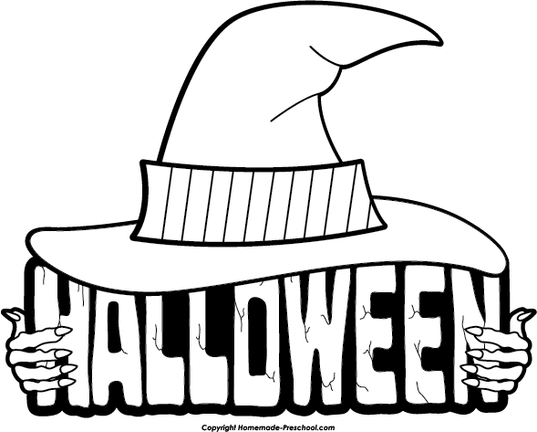 Black And White Happy Halloween Clipart 