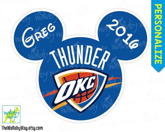 OKC Thunder Basketball Mickey Mouse Ears Printable Iron On 