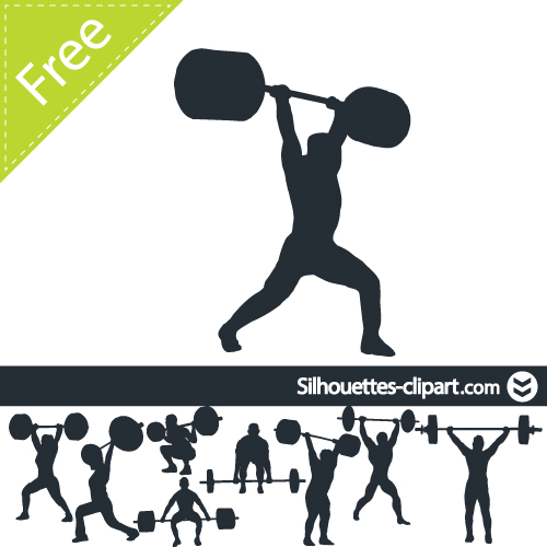 Girls silhouette lifting weights clipart 