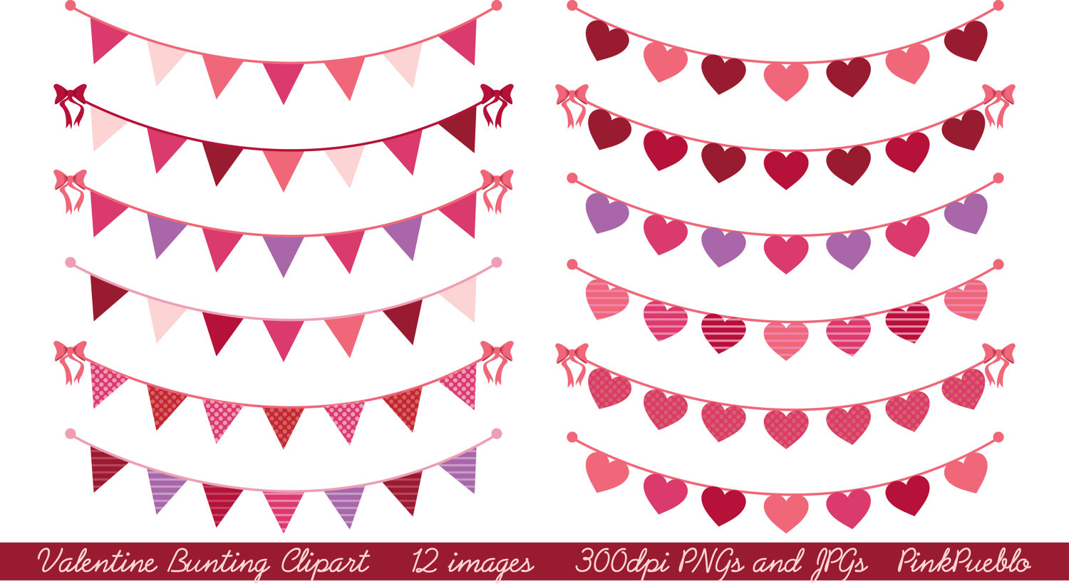 Valentines Day Banner Clip Art Clip Art Library Garland clipart with hearts and lips. clipart library