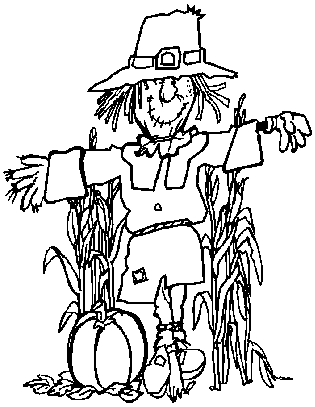 Free Scarecrow Coloring Page 