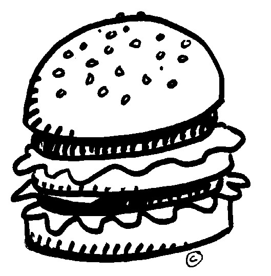 Cute burger clipart black and white 