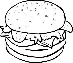 Black and white hamburger clipart 