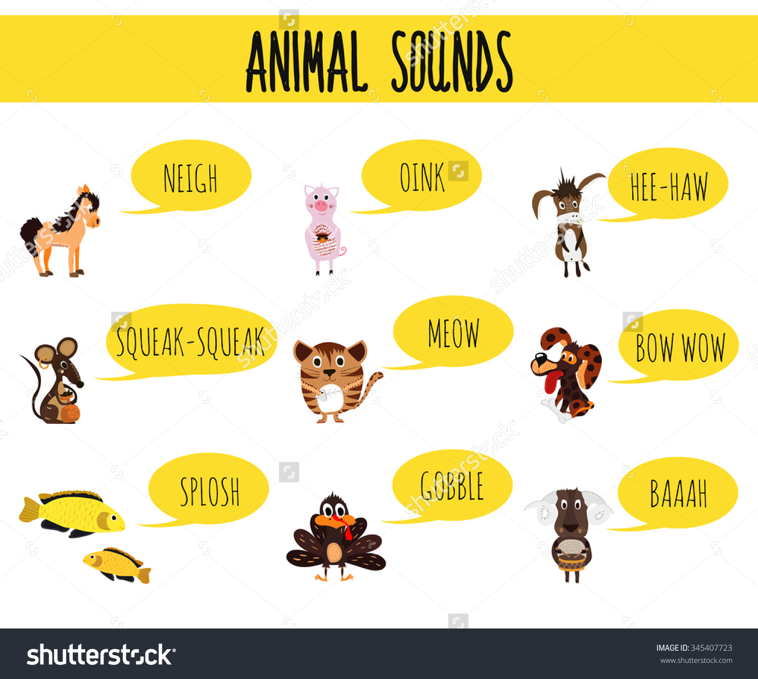 farm animals and their sound - Clip Art Library