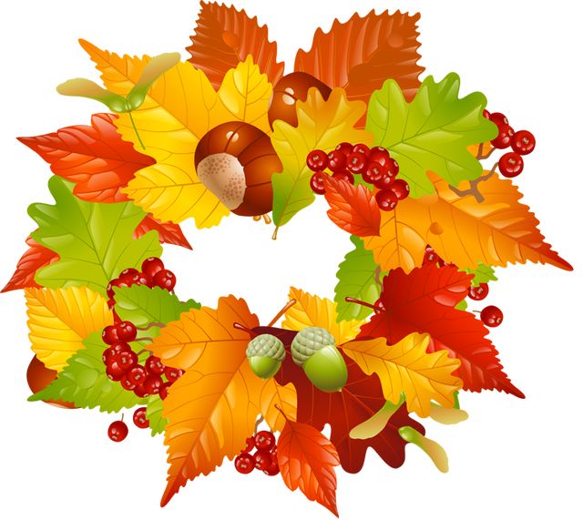 Fall color leaf wreath clipart 