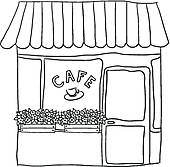 Restaurant Building Clipart Black And White 
