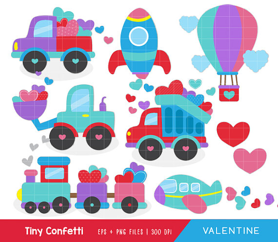 valentine transportation clipart valentine by TinyConfetti 