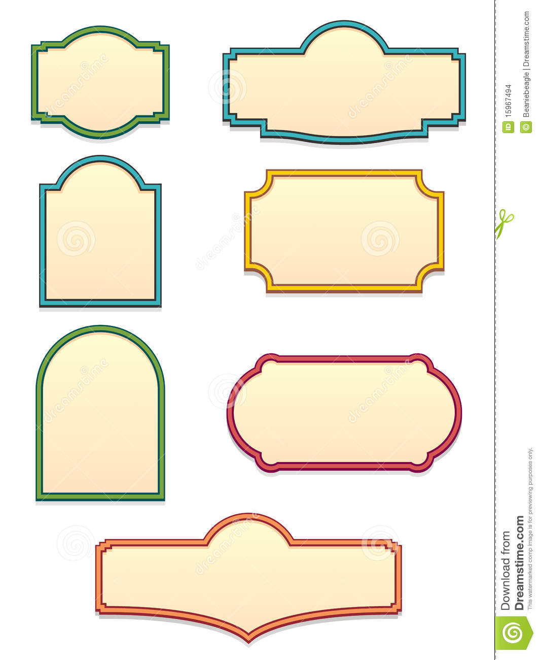 Vintage blank signs outline clipart 