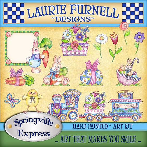 Easter clipart Laurie Furnell bunny by LaurieFurnellDesigns 
