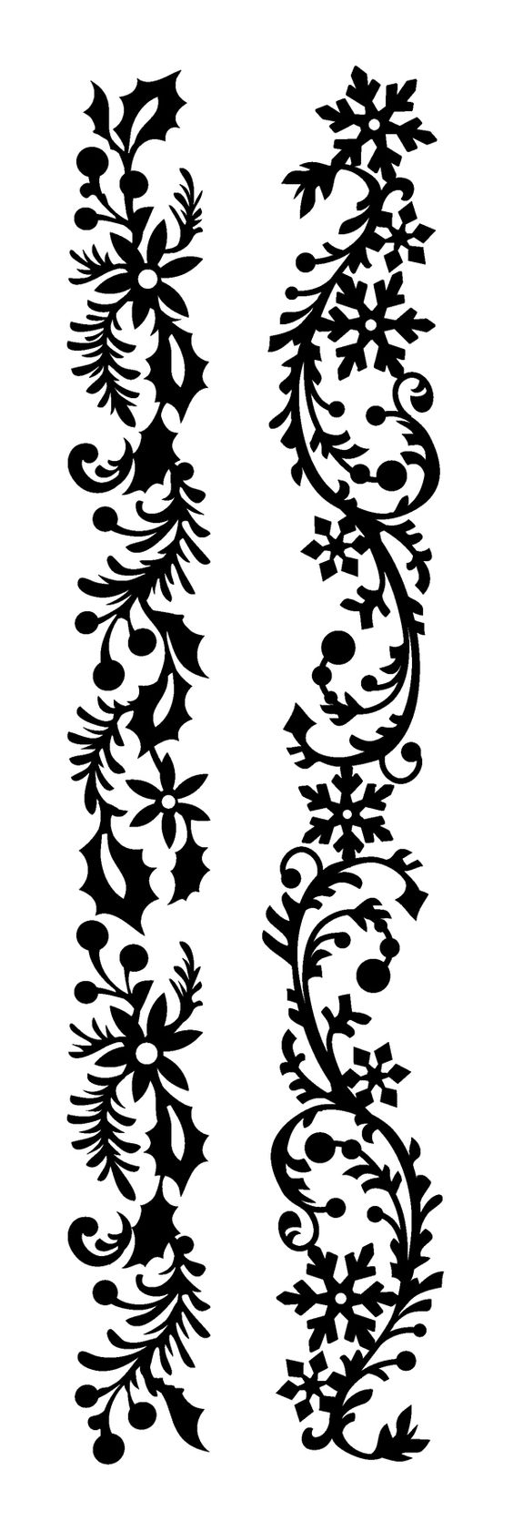 Holly garland. Snowflake garland. Silhouette for cutting machines 