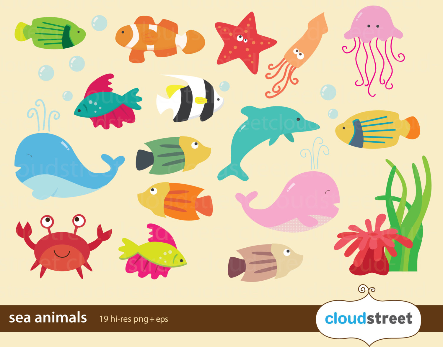 Ocean animal clip art 