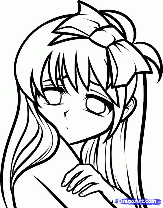 sad anime girl easy to draw - Clip Art Library