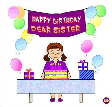 happy birthday sis cute - Clip Art Library
