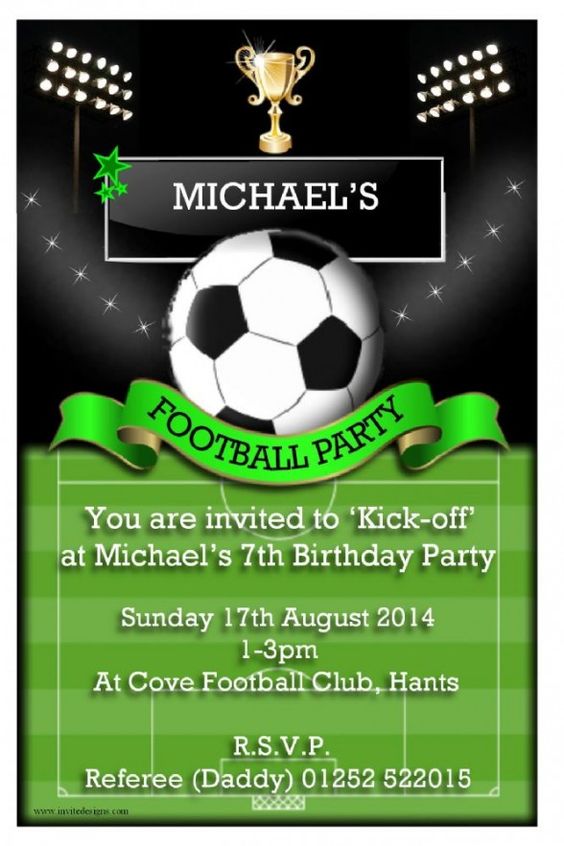Football Ticket Invitation Cards Personalised for Birthday YOUR PHOTO 