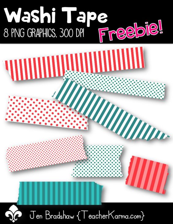 FREE Washi Tape clip art! 8 png graphics created at 300 dpi. These 