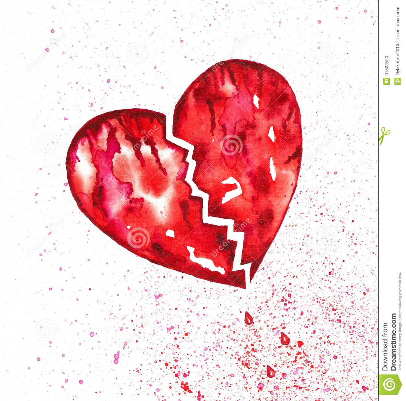 Broken Bleeding Heart With Splatter Watercolor Stock Photo Image 