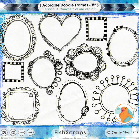 Digital Clip Art Borders Doodle Frames Adorable Whimsical by 