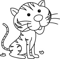Clipart tiger black and white outline 