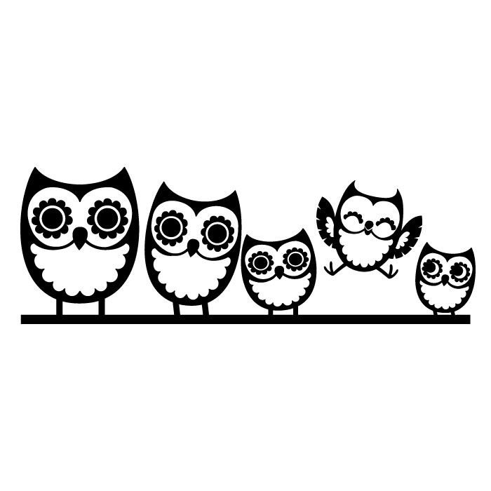 Owl decals boy clipart black and white 