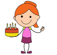Girl with birthday cake clipart 