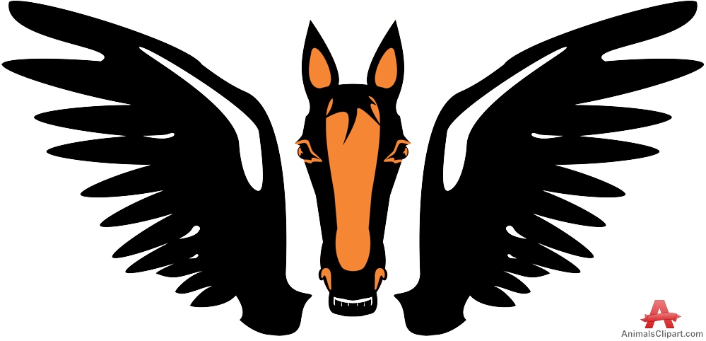 Horse Logo with Wings Clipart 